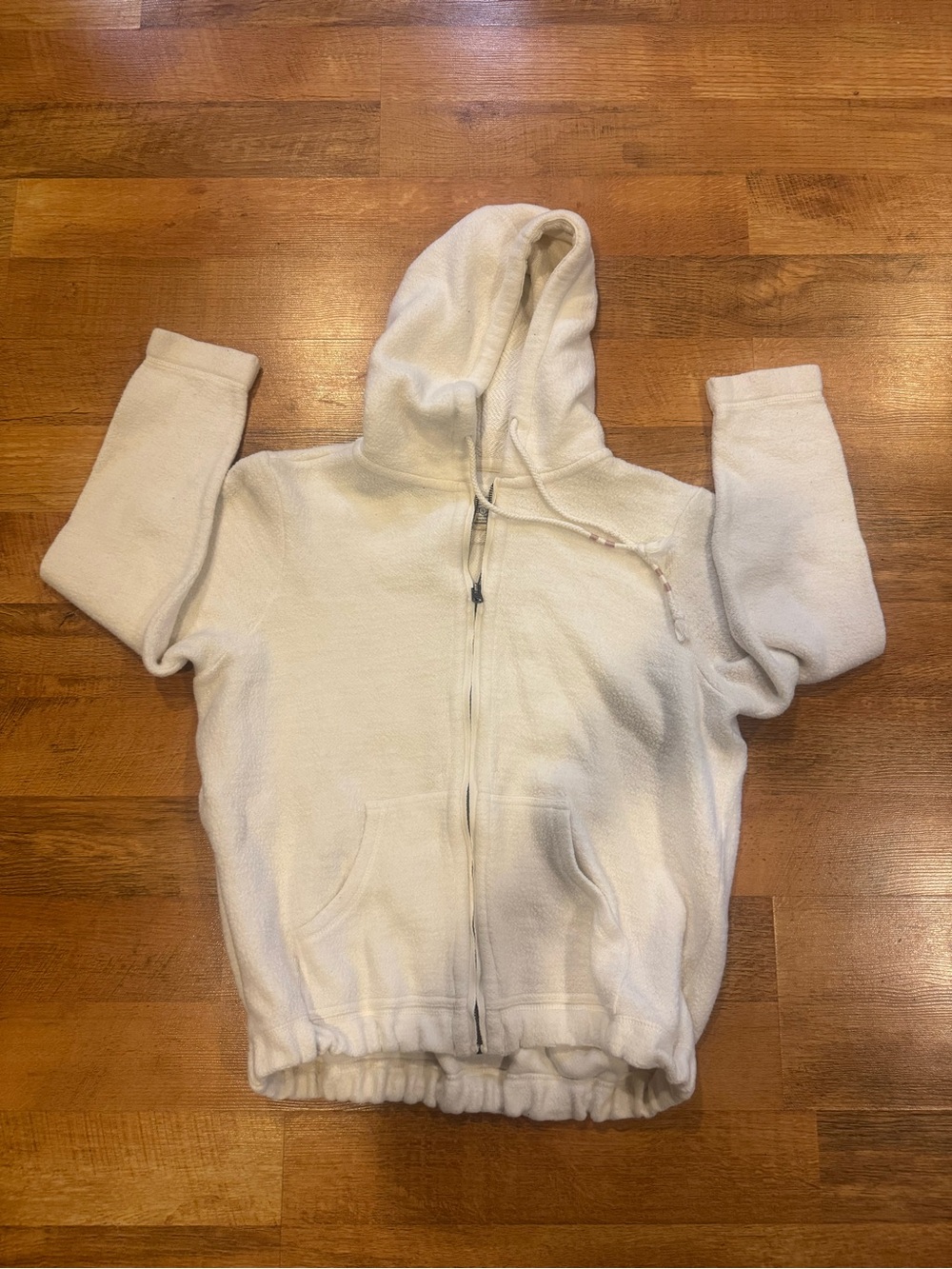 Cream Zip-Up Hooded Jacket
